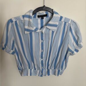 Velvet Heart Blue and White Striped Button Down Shirt